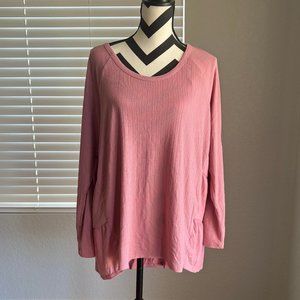 Torrid Texture Jersey Henley Tiered Pink Shirt - Size 0